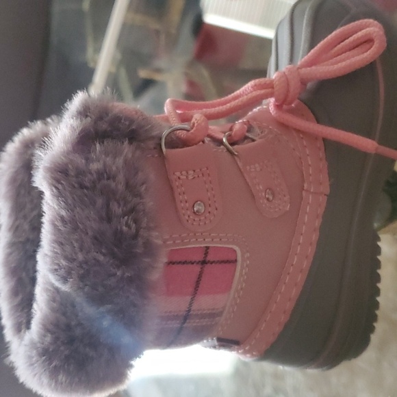 London Fog shoes girls size 6M Lil Tottenham pink / grey boots water res… - Picture 4 of 13